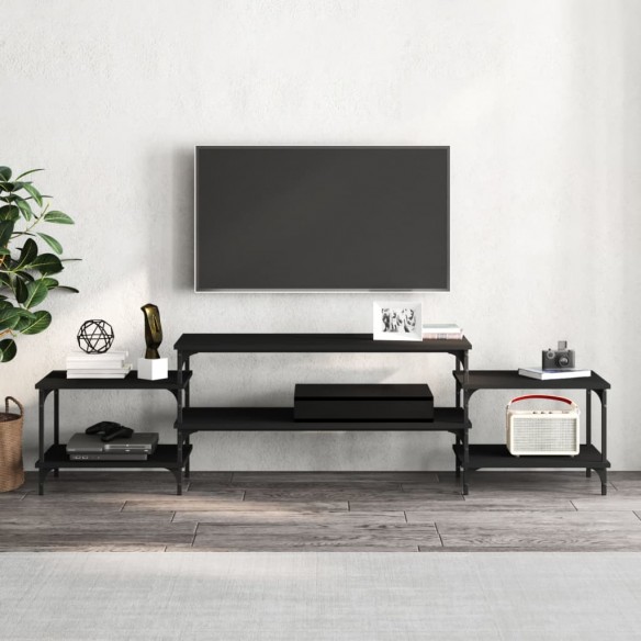 Meuble TV noir 197x35x52 cm bois d'ingénierie
