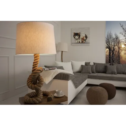 lampe à poser de 85 cm en lin couleur écrue