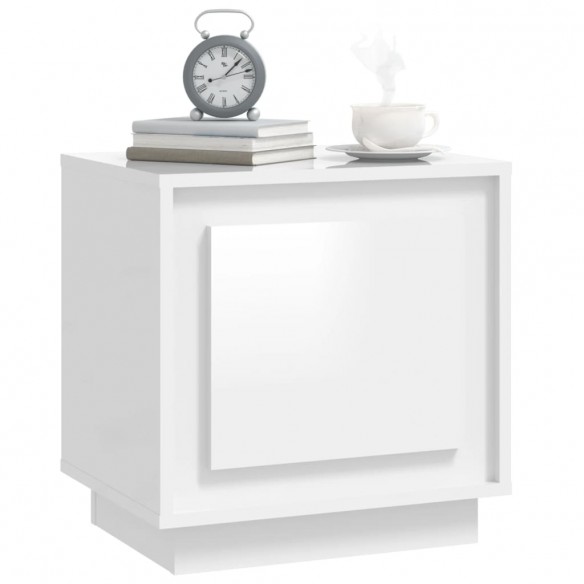 Tables de chevet 2pcs blanc brillant 44x35x45cm bois ingénierie