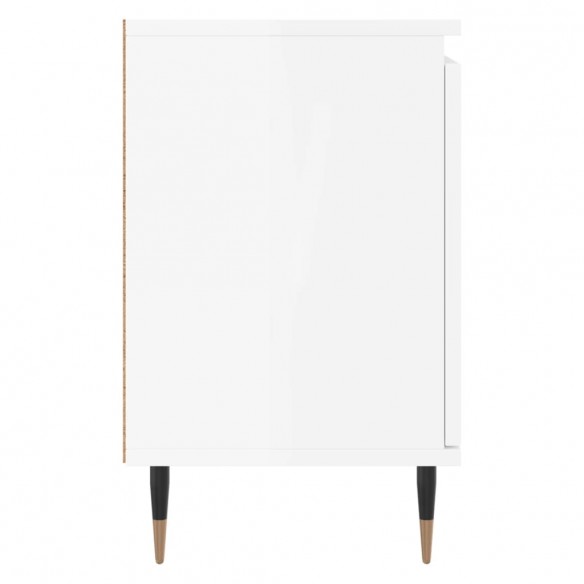 Table de chevet blanc brillant 40x30x50 cm bois d’ingénierie
