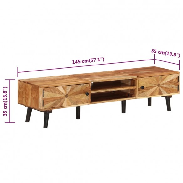 Meuble TV 145x35x35 cm Bois d'acacia massif