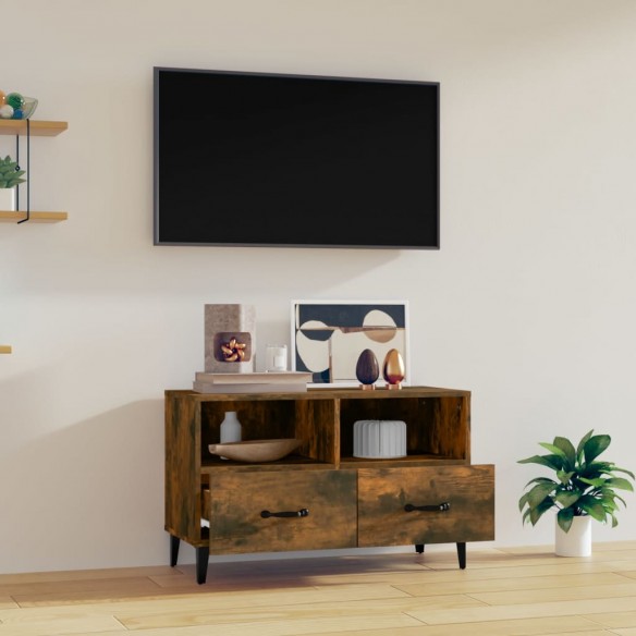 Meuble TV Chêne fumé 80x36x50 cm Bois d'ingénierie