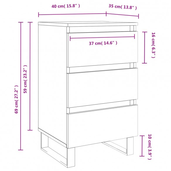 Tables de chevet 2 pcs sonoma gris 40x35x69 cm bois ingénierie