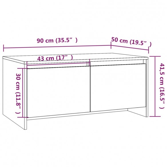 Table basse Gris béton 90x50x41,5 cm Aggloméré