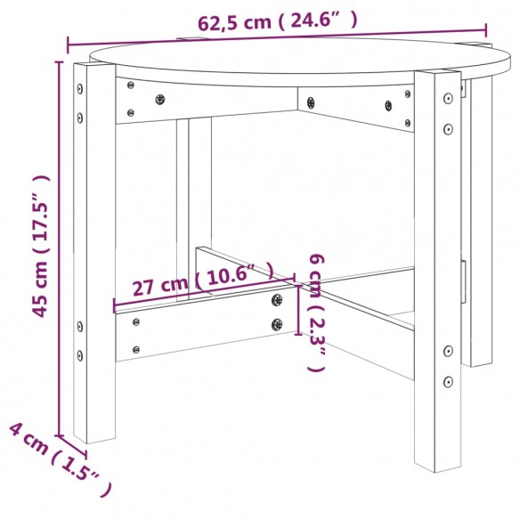 Table basse Blanc Ø 62,5x45 cm Bois massif de pin