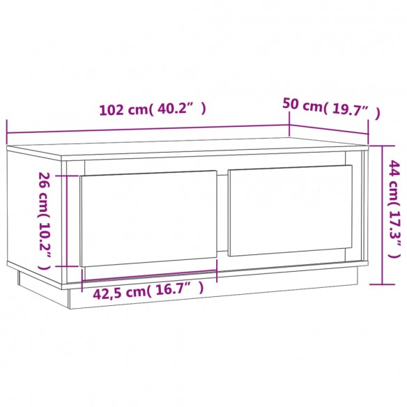 Table basse chêne fumé 102x50x44 cm bois d'ingénierie