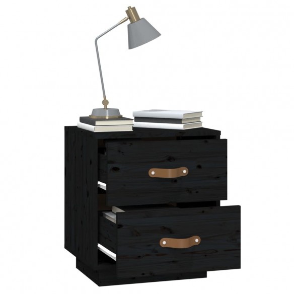 Tables de chevet 2 pcs Noir 40x34x45 cm Bois de pin massif