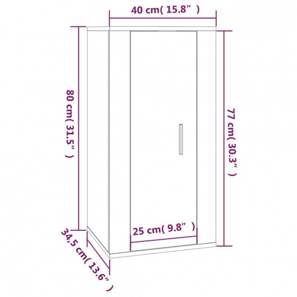 Meuble TV mural Blanc brillant 40x34,5x80 cm