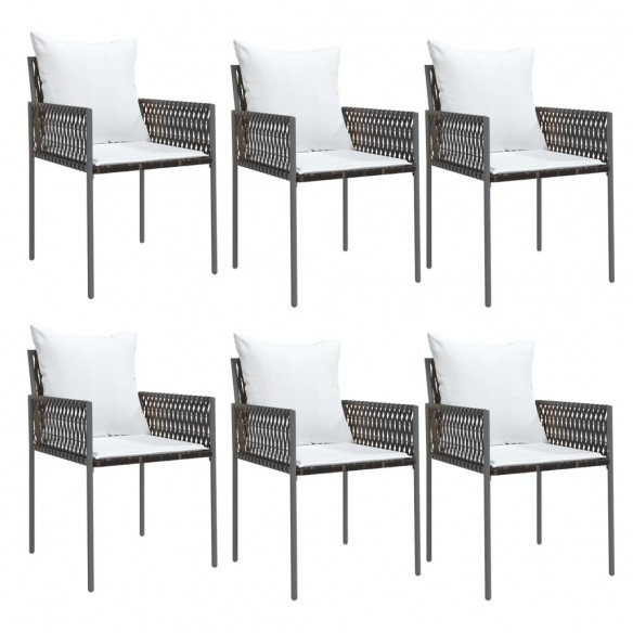 Chaises de jardin et coussins lot de 6 marron 54x61x83 cm rotin