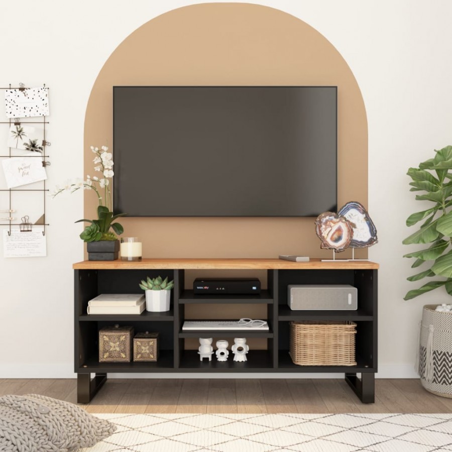 Meuble TV 100x33x46 cm bois d'acacia solide et d'ingénierie