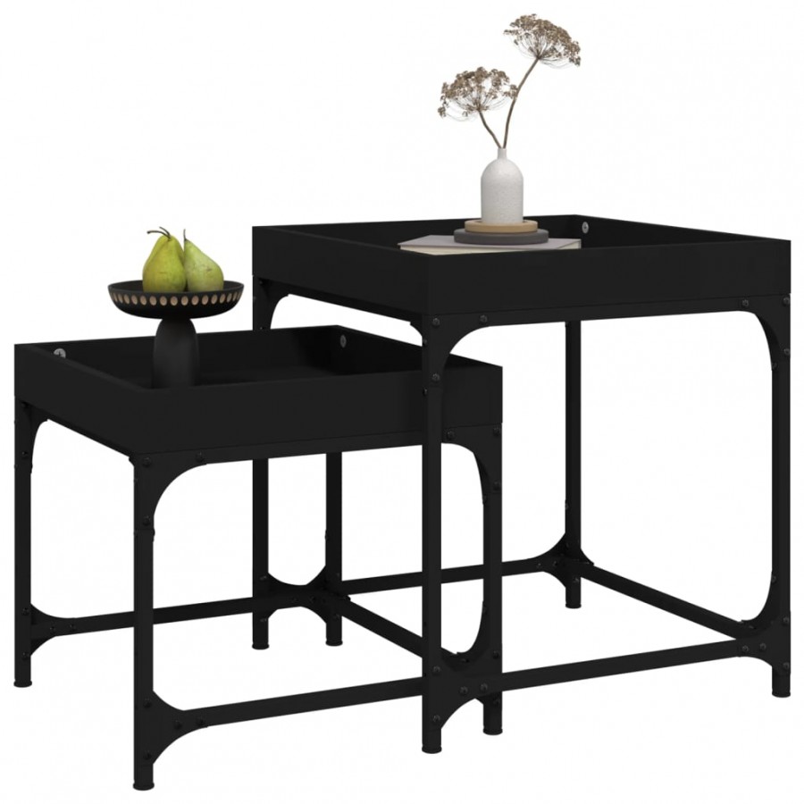Tables d'appoint 2 pcs Noir 