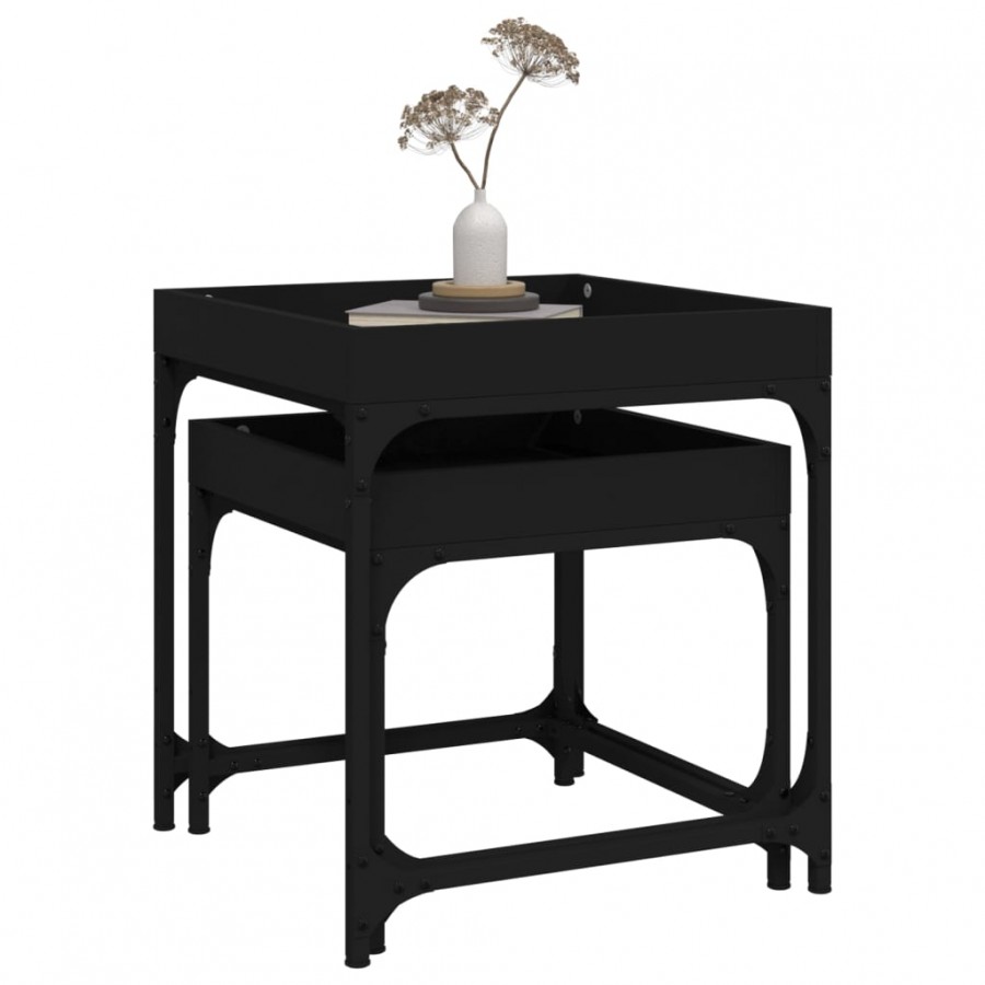 Tables d'appoint 2 pcs Noir 