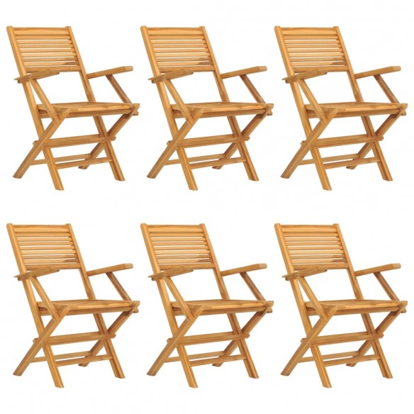 Chaises de jardin pliantes 6 pcs 55x62x90 cm bois massif teck