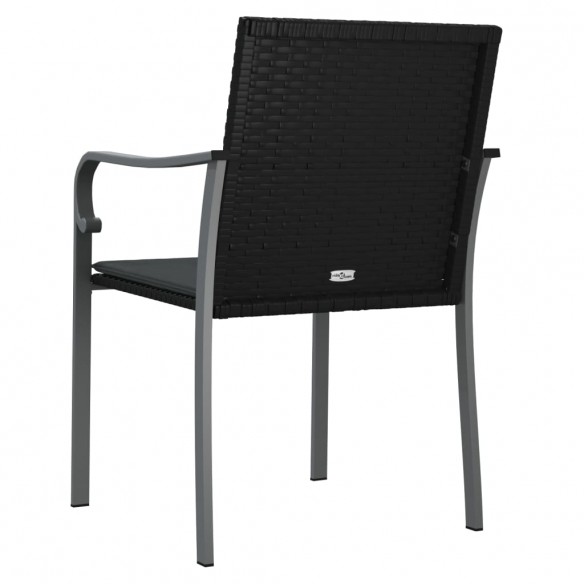 Chaises de jardin avec coussins lot de 6 noir 56x59x84 cm rotin