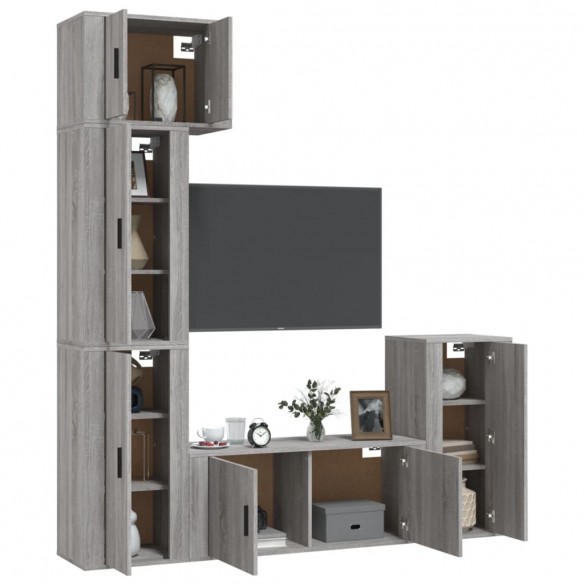 Ensemble de meubles TV 5 pcs Sonoma gris Bois d'ingénierie