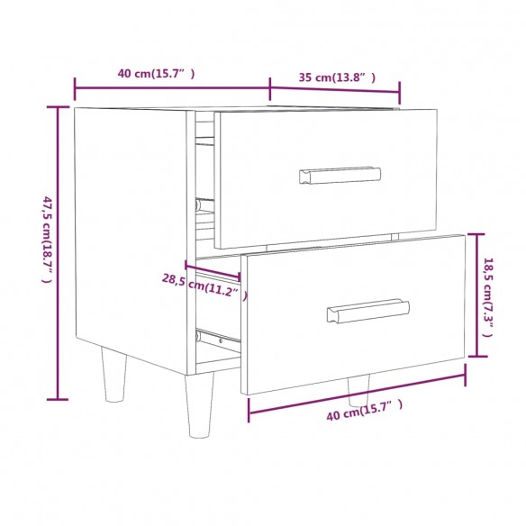 Table de chevet Chêne sonoma 40x35x47,5 cm