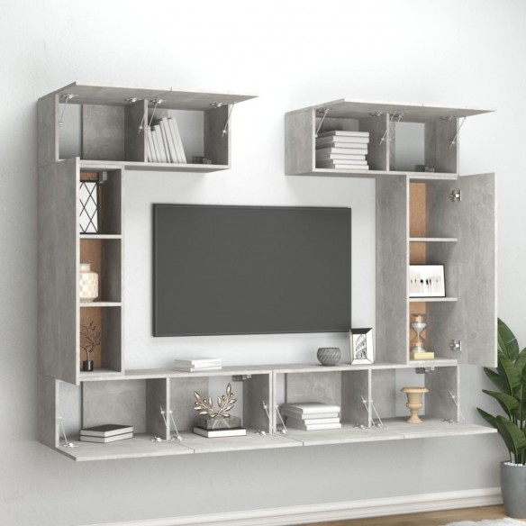 Ensemble de meubles TV 6 pcs Gris béton Bois d'ingénierie