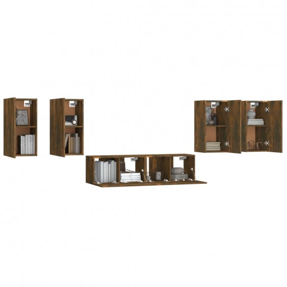 Ensemble de meubles TV 6 pcs Chêne fumé Bois d'ingénierie