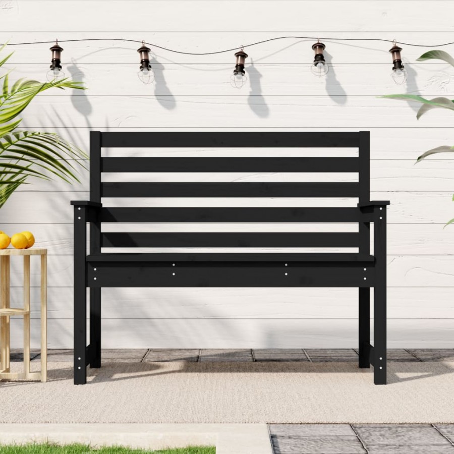 Banc de jardin noir 109x48x91,5 cm bois massif de pin