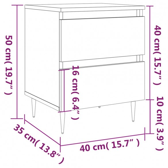 Tables de chevet 2 pcs noir 40x35x50 cm bois d’ingénierie