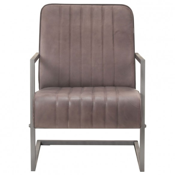 Fauteuil cantilever Marron Cuir véritable