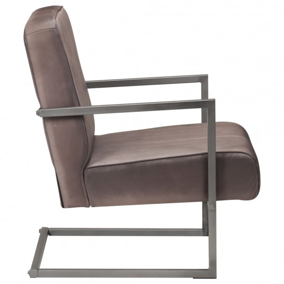 Fauteuil cantilever Marron Cuir véritable