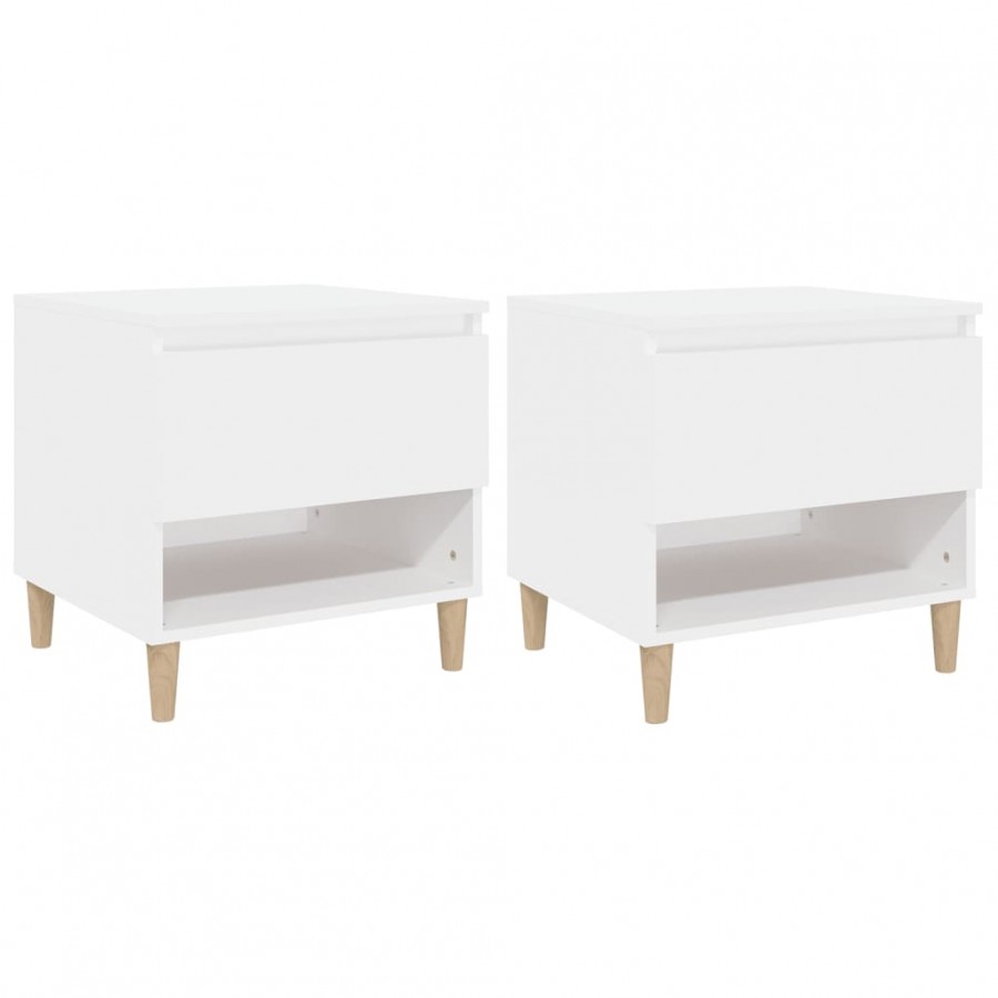 Tables de chevet 2 pcs Blanc 50x46x50 cm Bois d’ingénierie