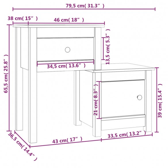 Tables de chevet 2 pcs Blanc 79,5x38x65,5 cm Bois de pin massif