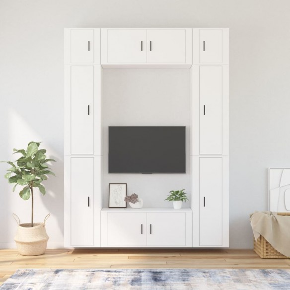 Ensemble de meubles TV 8 pcs Blanc Bois d'ingénierie