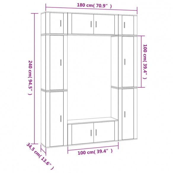 Ensemble de meubles TV 8 pcs Blanc Bois d'ingénierie