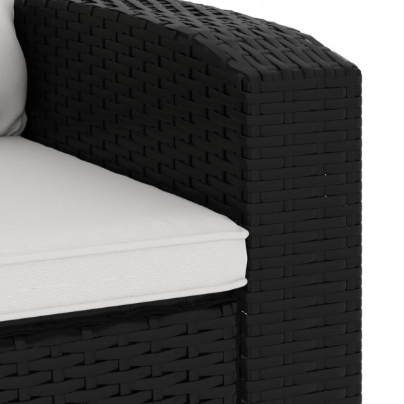 Fauteuil inclinable de jardin avec coussins noir résine tressée