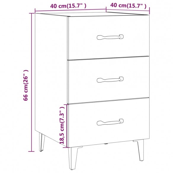 Table de chevet gris béton 40x40x66 cm bois d'ingénierie