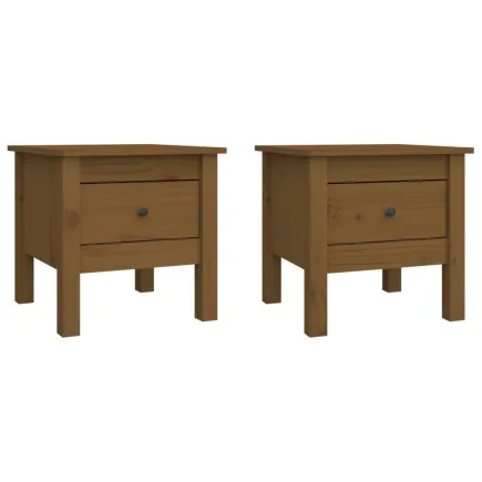 Tables d'appoint 2pcs Marron miel 40x40x39cm Bois massif de pin 2