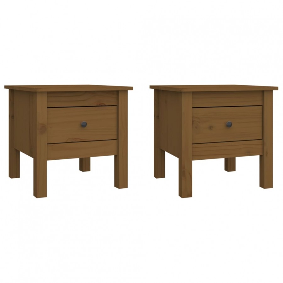 Tables d'appoint 2pcs Marron miel 40x40x39cm Bois massif de pin