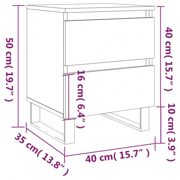 Tables de chevet 2 pcs sonoma gris 40x35x50 cm bois ingénierie