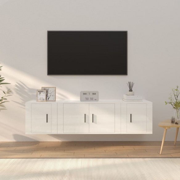 Ensemble de meubles TV 3 pcs Blanc brillant Bois d'ingénierie