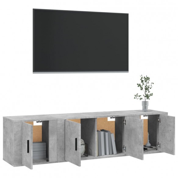 Ensemble de meubles TV 3 pcs Gris béton Bois d'ingénierie