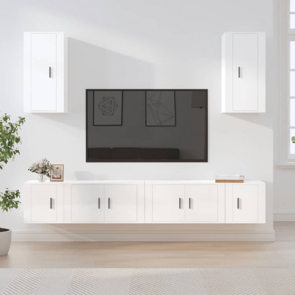 Ensemble de meubles TV 6 pcs Blanc brillant Bois d'ingénierie