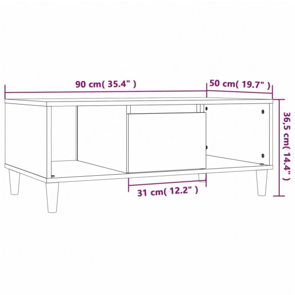 Table basse Chêne marron 90x50x36,5 cm Bois d'ingénierie