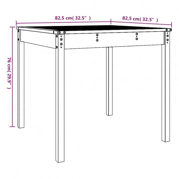 Table de jardin marron miel 82,5x82,5x76 cm bois massif de pin