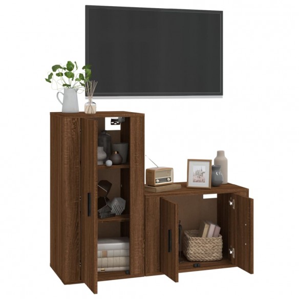 Ensemble de meubles TV 2 pcs Chêne marron Bois d'ingénierie