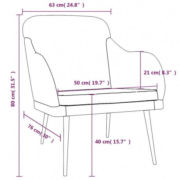 Fauteuil Gris foncé 63x76x80 cm Velours