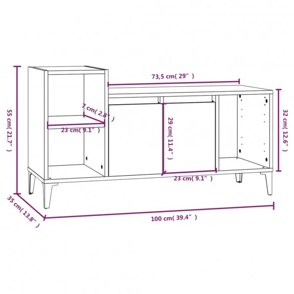 Meuble TV Noir 100x35x55 cm Bois d'ingénierie