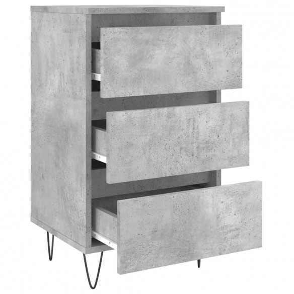 Table de chevet gris béton 40x35x69 cm bois d’ingénierie