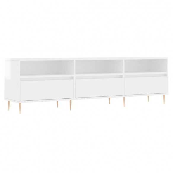 Meuble TV blanc brillant 150x30x44,5 cm bois d'ingénierie