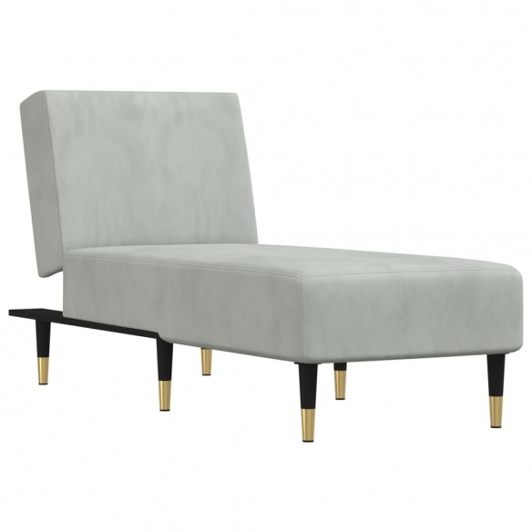 Chaise longue gris clair velours