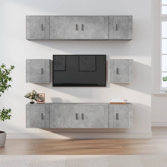 Ensemble de meubles TV 8 pcs Gris béton Bois d'ingénierie