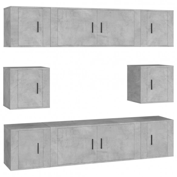 Ensemble de meubles TV 8 pcs Gris béton Bois d'ingénierie