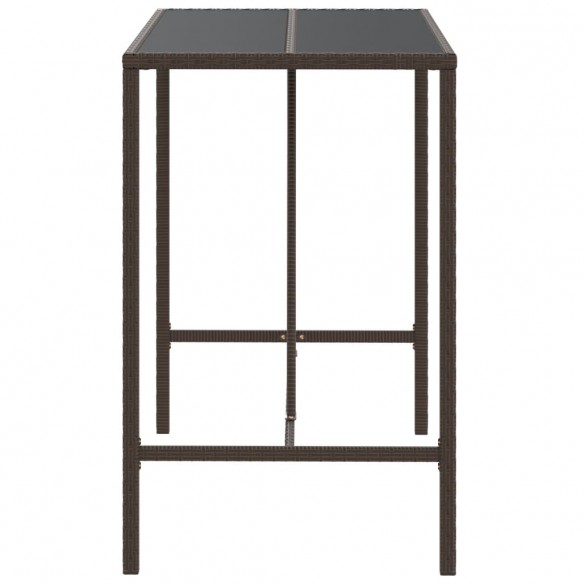 Table de bar et dessus en verre marron 110x70x110 cm poly rotin