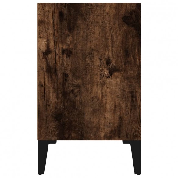 Table de chevet avec pieds en métal Chêne fumé 40x30x50 cm